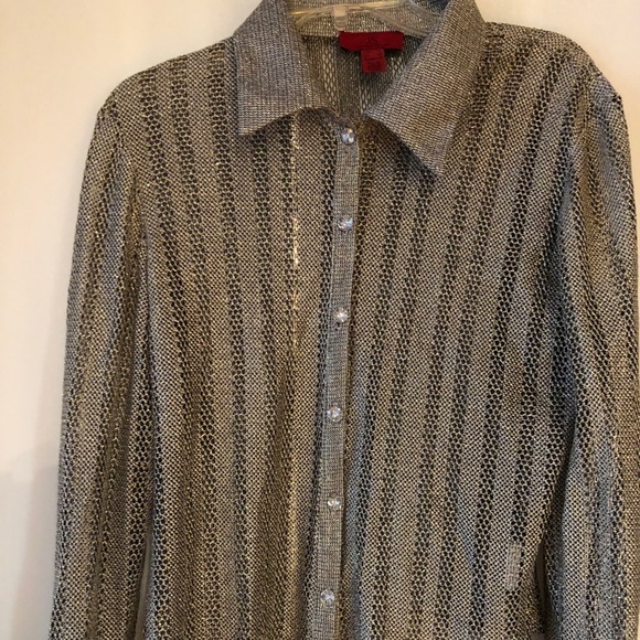 J C Collection Silver Lace Blouse - Picture 2 of 7